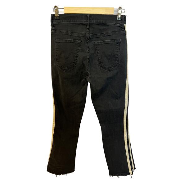 Mother Insider Crop Step Fray Guilty Racer Black Sz 28‎ Jeans Raw Hem - Picture 6 of 16